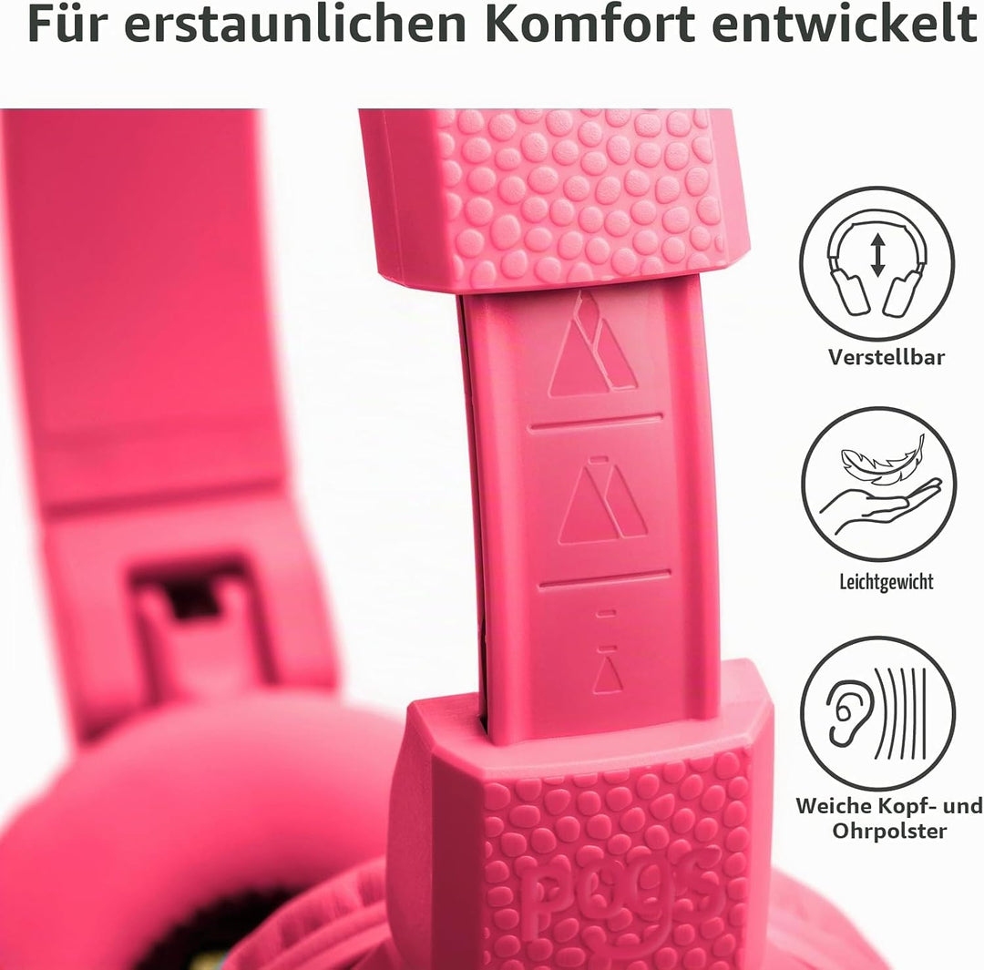 POGS Drahtloser Bluetooth Kinderkopfhörer | The Gecko 2 | Faltbarer robuster Kinderkopfhörer ab 3 Ja