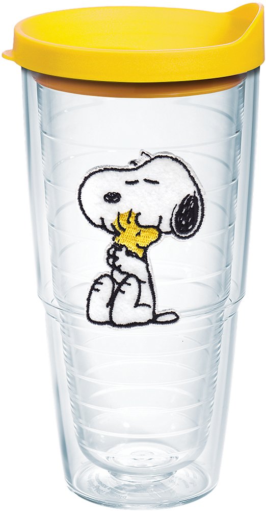 Tervis Peanuts Filzbecher mit Emblem und gelbem Deckel, 680 ml, transparent
