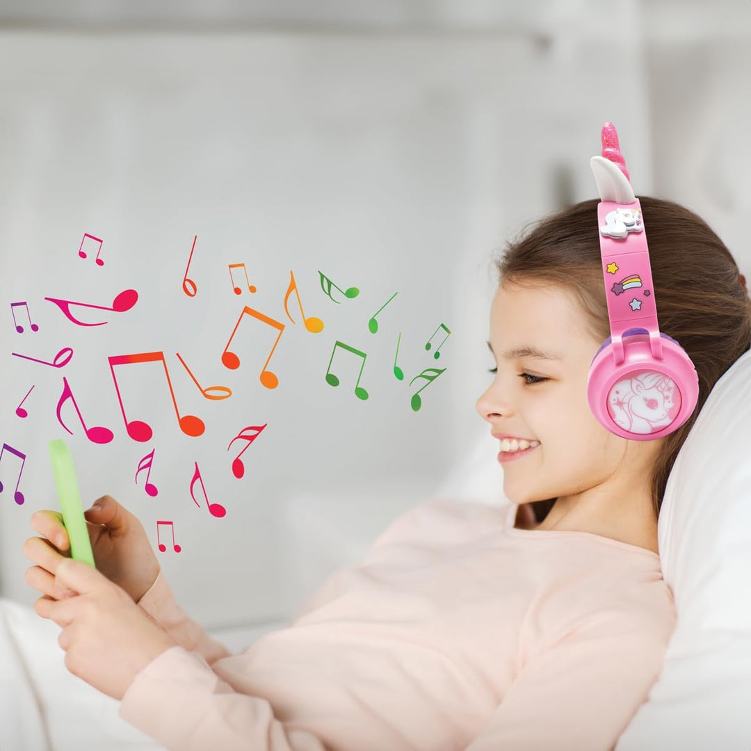 Lexibook, Faltbarer beleuchteter Bluetooth®- und kabelgebundener Kopfhörer mit 3D-Einhorn-Design und
