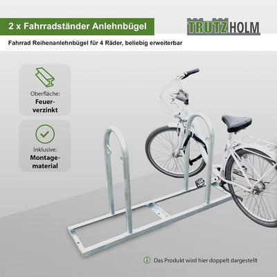 2x Fahrradanlehnbügel mit Bodenrahmen beliebig erweiterbar Reihenparker Fahrradständer Anlehnbügel A