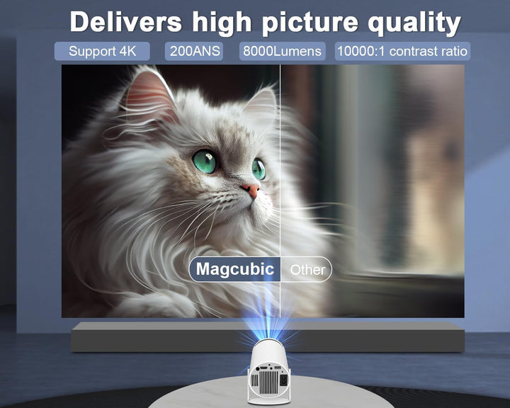 Mini Beamer 4K Unterstützt Android 11, Smart Projector 5G WiFi 6 BT 5.0, Mini Projektor Full HD 1080