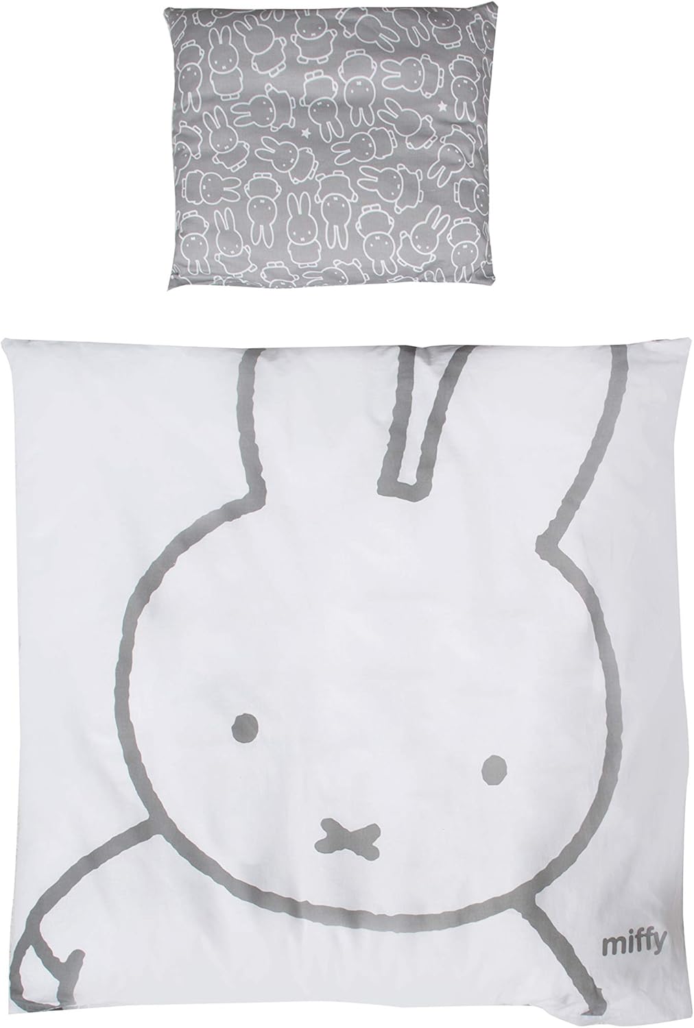 roba Babybettwäsche miffy 80 x 80 cm - Bettwäsche Set 2 teilig - Hasen Motiv - Baby Wendebettwäsche