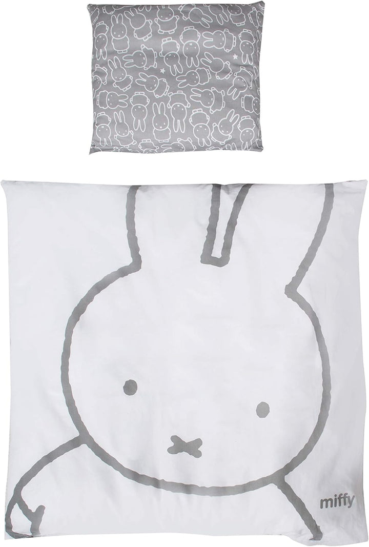 roba Babybettwäsche miffy 80 x 80 cm - Bettwäsche Set 2 teilig - Hasen Motiv - Baby Wendebettwäsche