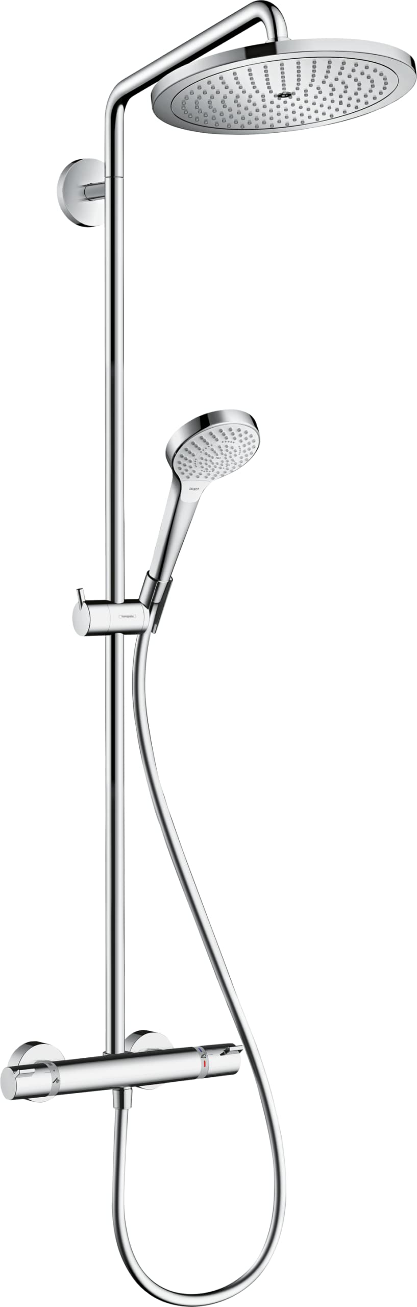 hansgrohe Croma Select 280 Air wassersparendes Duschysytem, 4 Strahlarten, Chrom wassersparend mit B