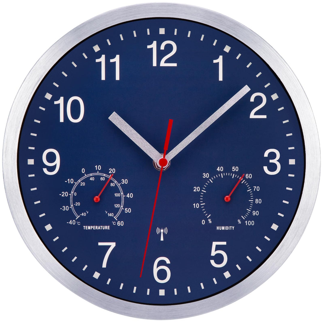 Funkwanduhr Geräuschlos Funkuhr Wand Wanduhr Funk Ohne Tickgeräusche mit Temperaturanzeige und Feuch