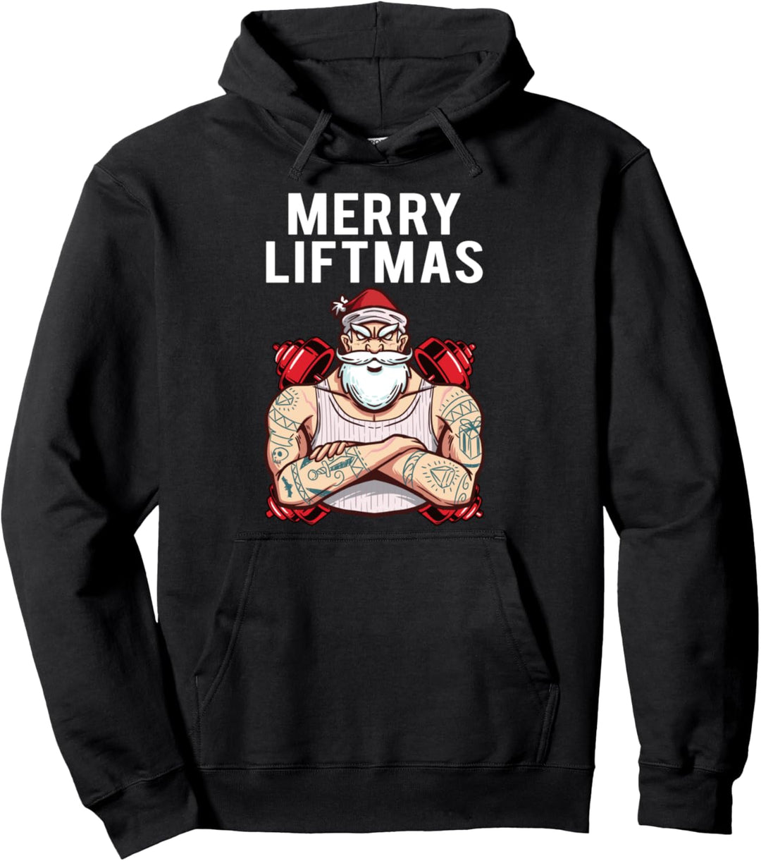 Merry Liftmas Santa Klaus Lustig Geschenk Powerlifter Pullover Hoodie