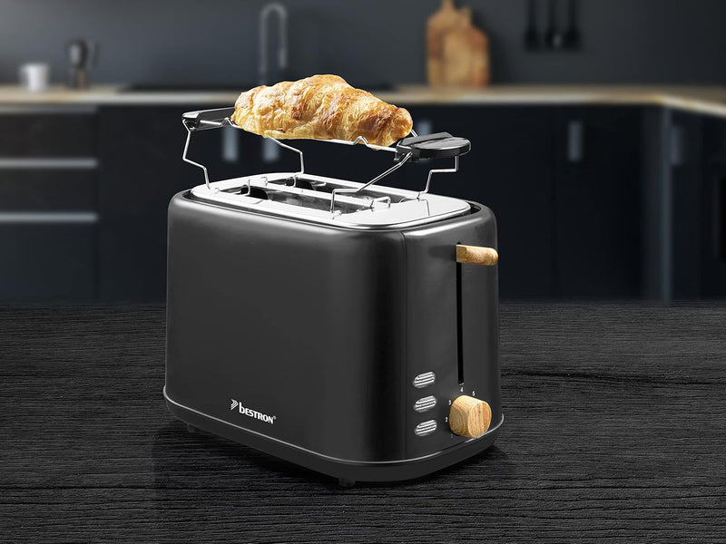 Bestron Toaster für 2 Toastscheiben, inkl. Brötchenaufsatz, 7 Bräunungsstufen & Krümelschublade, 800