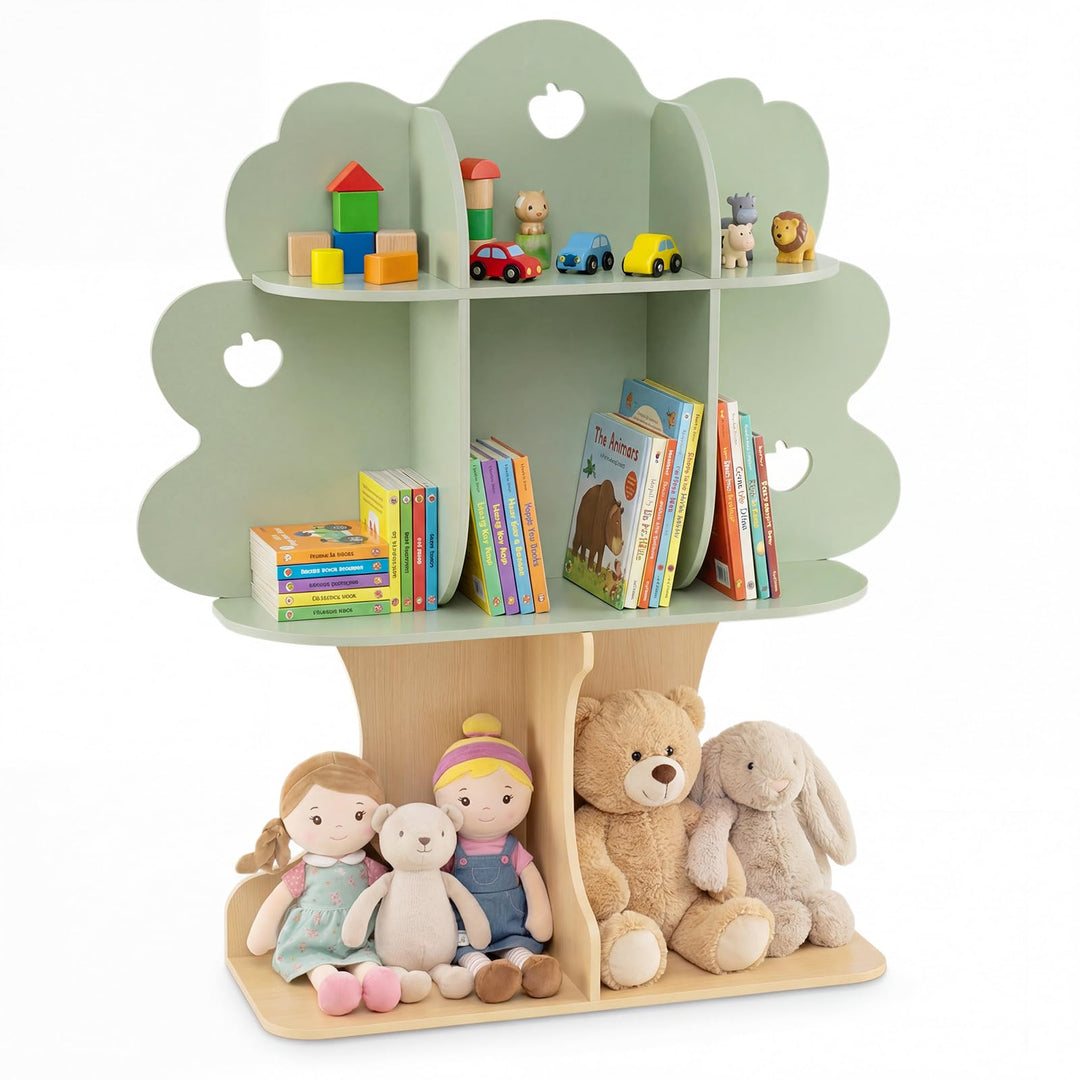 COSTWAY Bücherregal Kinder in Baumform, Kinderregal mit 8 offenen Fächern, Spielzeugregal Montessori