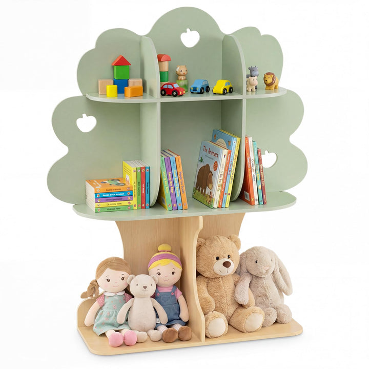 COSTWAY Bücherregal Kinder in Baumform, Kinderregal mit 8 offenen Fächern, Spielzeugregal Montessori