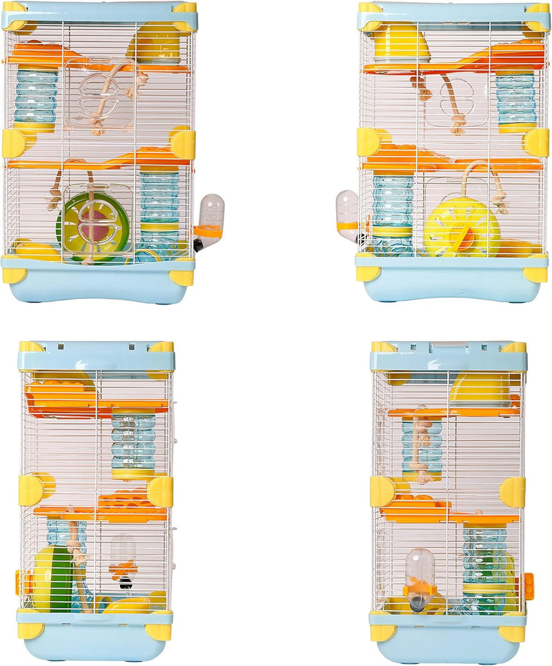Käfig für Hamster, Roborowski, Käfig für Hamster, 27.7 * 20.5 * 42.5cm, 2 Etagen, mit Rad, Tränke, B
