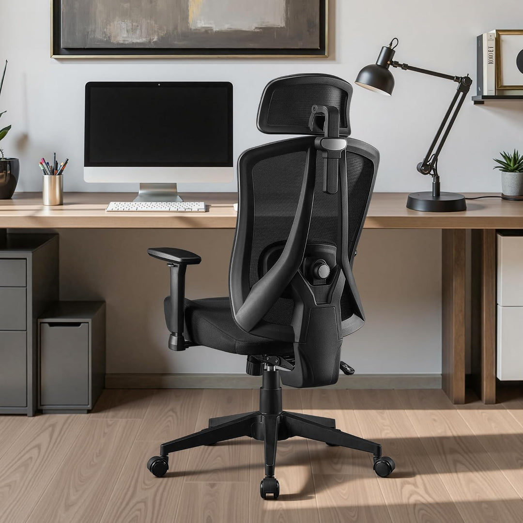 Ergonomischer Bürostuhl mit Verstellbar 3D Armlehne Kopfstütze und Lendenwirbelstütze, Schreibtischs