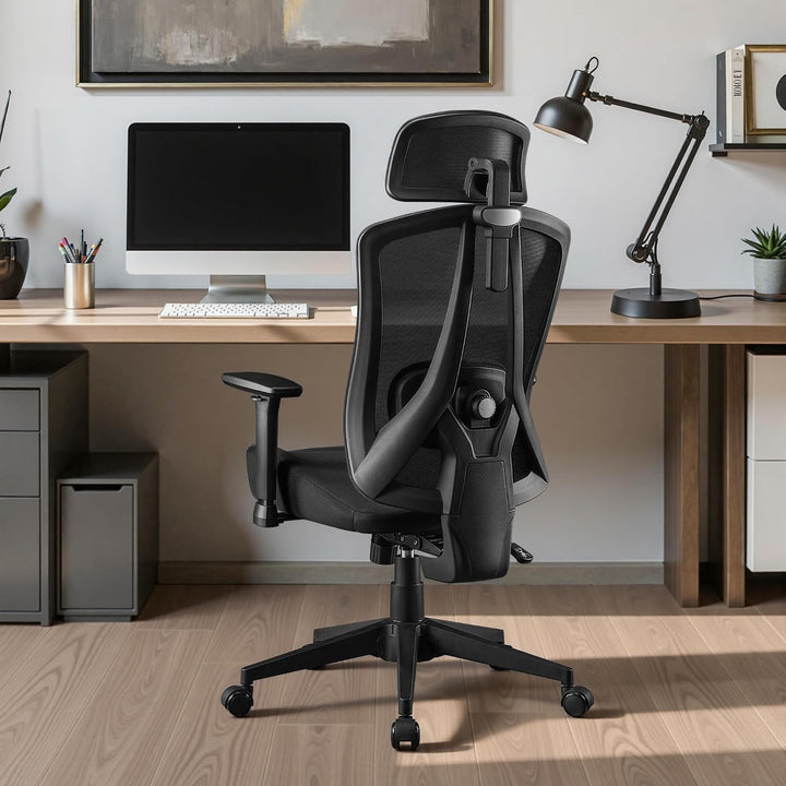 Ergonomischer Bürostuhl mit Verstellbar 3D Armlehne Kopfstütze und Lendenwirbelstütze, Schreibtischs