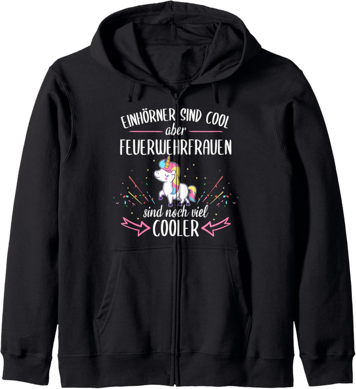Feuerwehrfrau Feuerwehr Einhorn Spruch Beruf Geschenkidee Kapuzenjacke