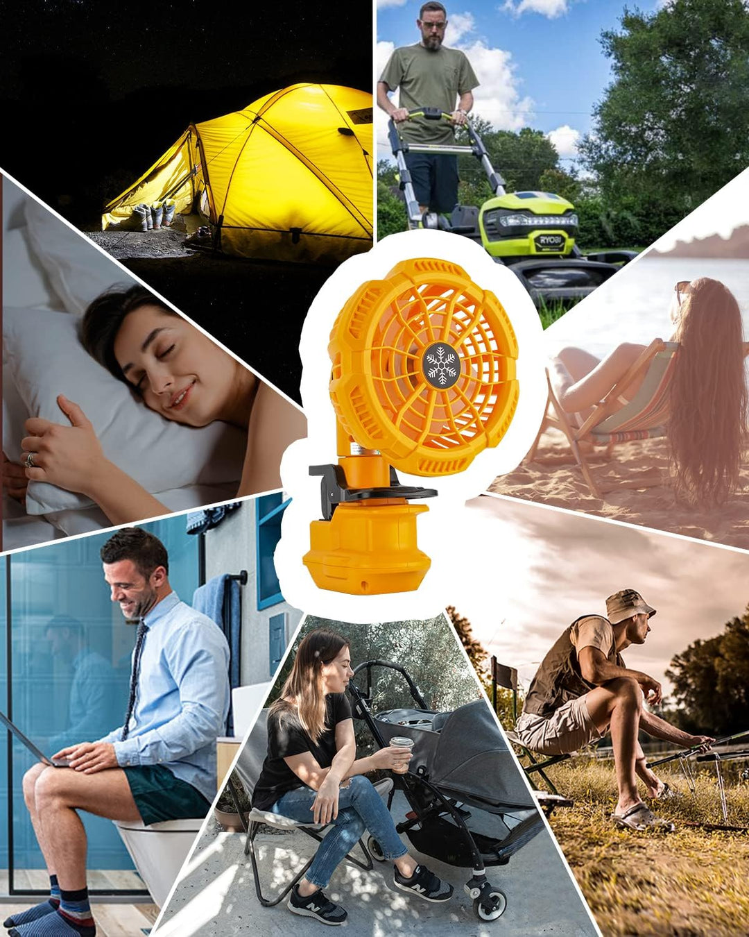 Tragbarer Clip-on-Ventilator für Dewalt 18v 54v Akku, Leise akku ventilator mit 3 energieeffizienten