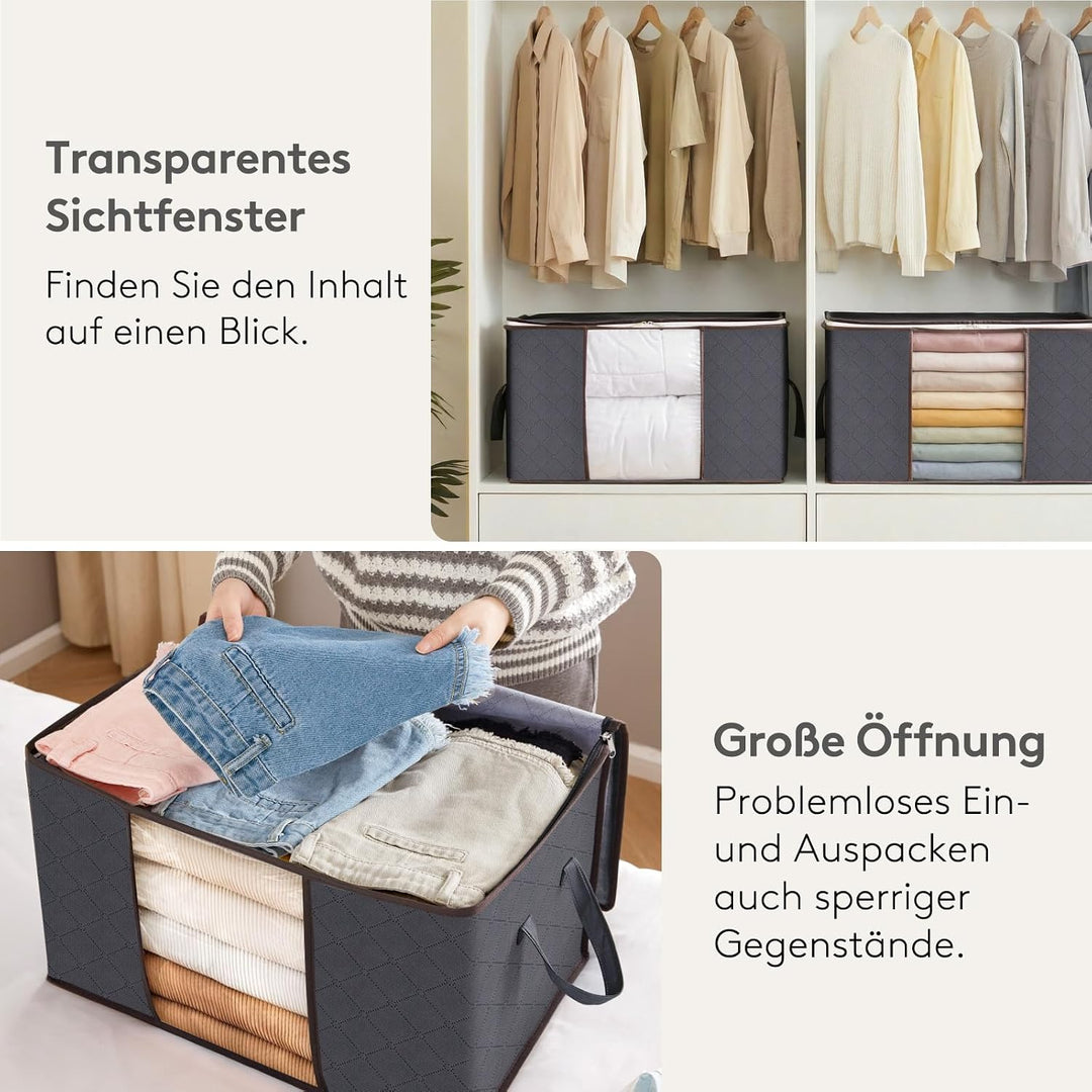 Lifewit 4 Stück 90L Aufbewahrungstasche, Aufbewahrungsbox mit Deckel, Gross Kleideraufbewahrung Umzu