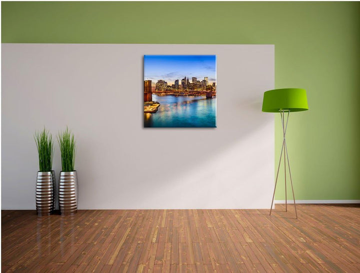Pixxprint Atemberaubender Blick auf Brooklyn Bridge, Format: 70x70 auf Leinwand, 70x70