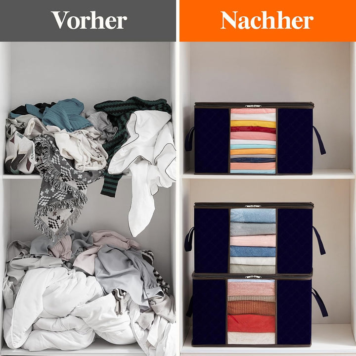Lifewit 4 Stück Gross Aufbewahrungsbox mit Deckel, Aufbewahrungstasche für Bettdecken Kleidung Aufbe