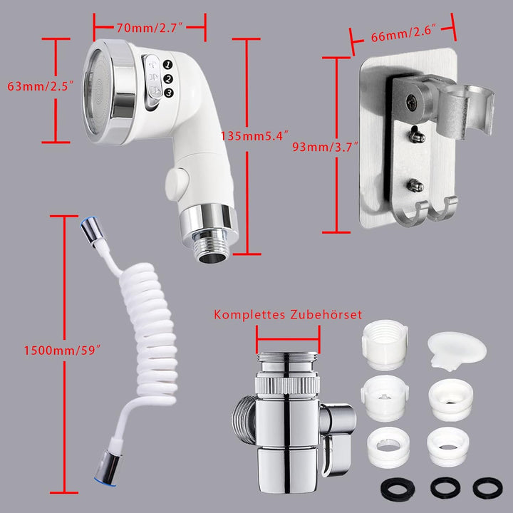 STOAT®Waschbecken-Duschkopf, Handbrause-Set mit Schlauch und Duschkopfhalter und Wasserhahnspender,