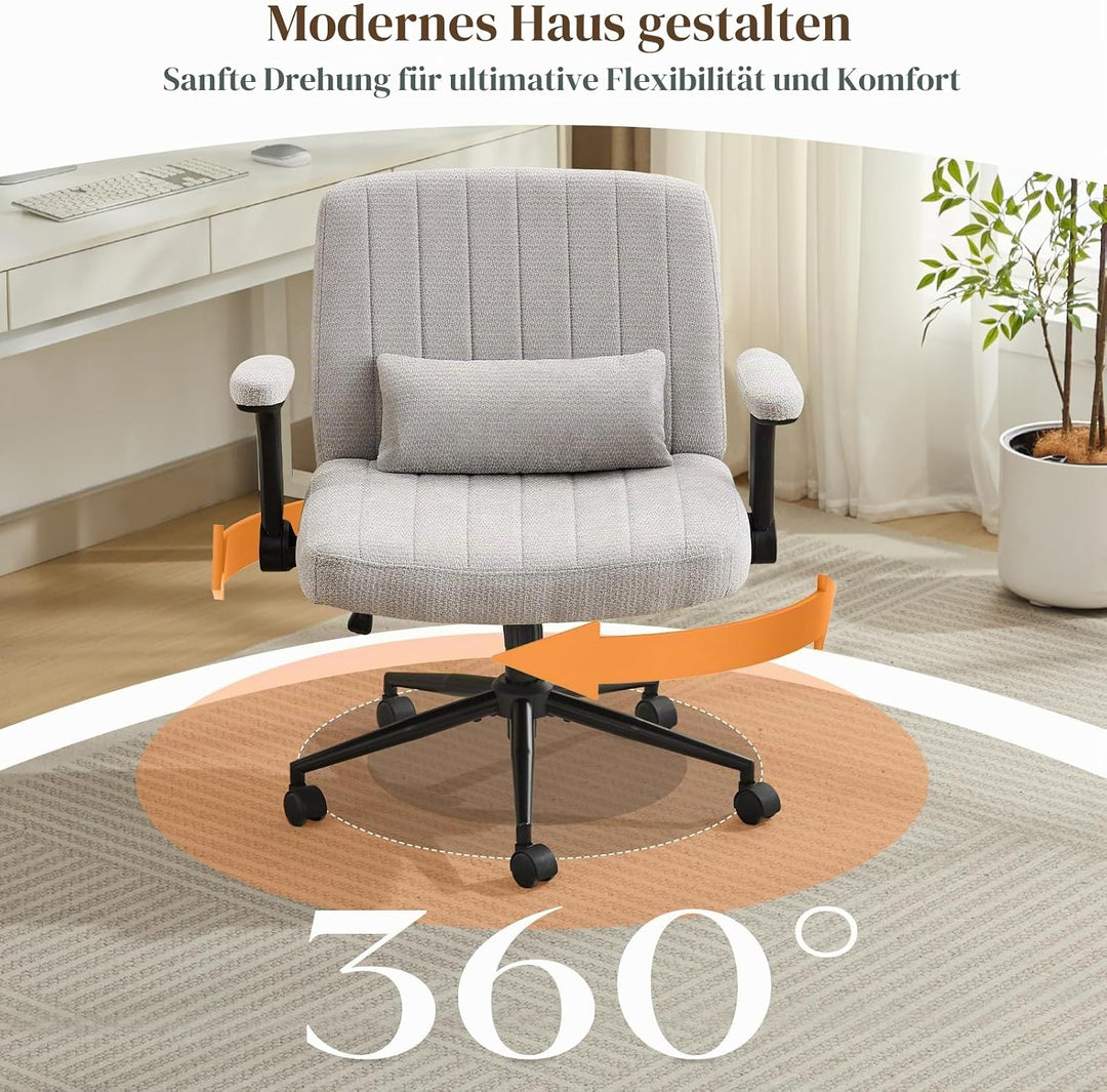 SAMERY Bürostuhl Schreibtischstuhl mit klappbaren Armlehnen, extra breiter Sitz für Schneidersitz, h