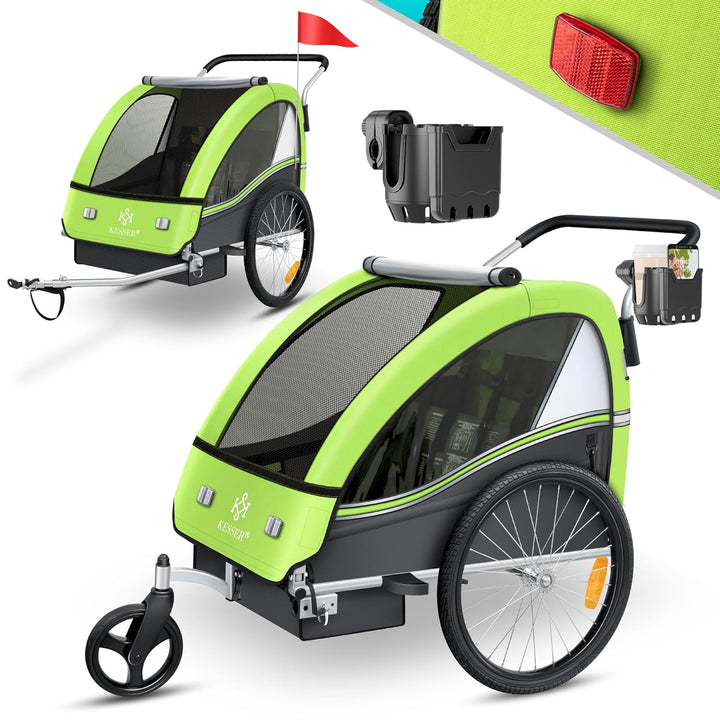 KESSER® Kinderanhänger Fahrradanhänger Sport-RX 2 in 1 Joggerfunktion Kinderfahrradanhänger + 5-Punk