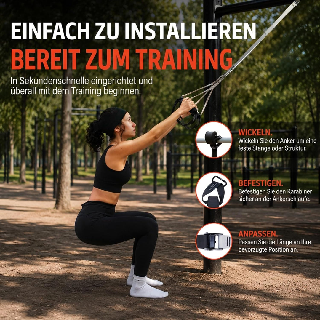 Suspensionstraining Trainingsgeräte, Sport Geräte, belastbar bis 300 kg, verstellbar von 145 bis 200