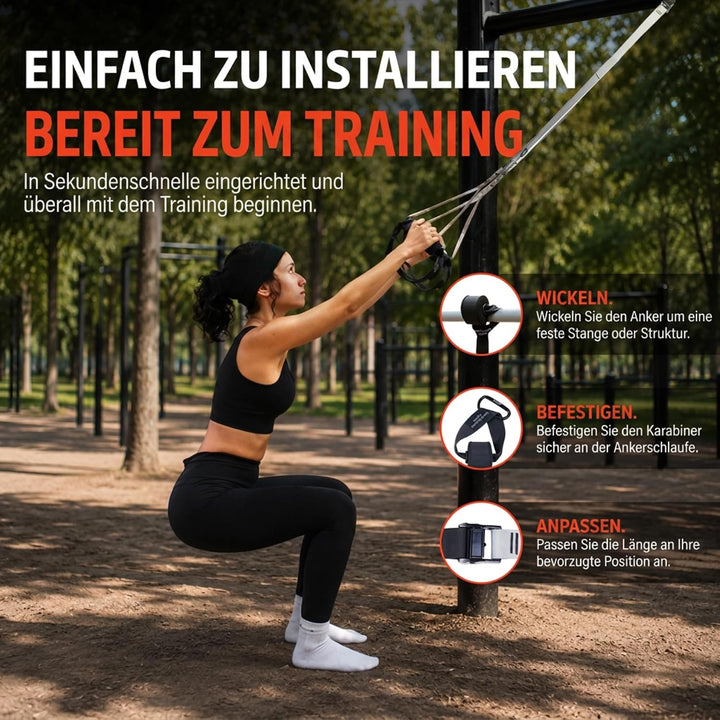 Suspensionstraining Trainingsgeräte, Sport Geräte, belastbar bis 300 kg, verstellbar von 145 bis 200