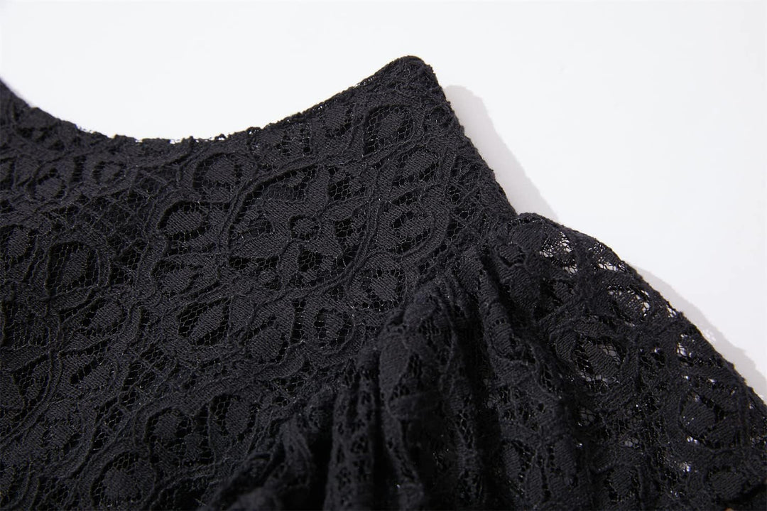 Mädchen Elegante Prinzessin Spitzenkleid Kleinkind Vintage Pom Pom Flatterärmel Party Kleider, Flieg