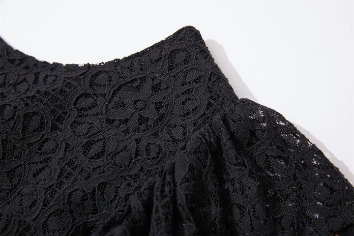 Mädchen Elegante Prinzessin Spitzenkleid Kleinkind Vintage Pom Pom Flatterärmel Party Kleider, Flieg