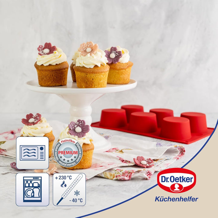 Dr. 1251 Oetker Muffinform aus Silikon 6er Cups Flexxibel, Silikonform für Muffins, Form aus hochwer