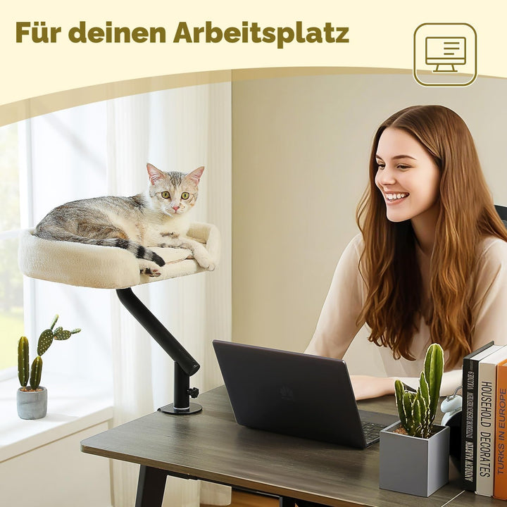 PAWZ Road Katzenbett für Schreibtisch mit interaktivem Plüschball, Katzenkorb, 360° drehbar Katzenbe