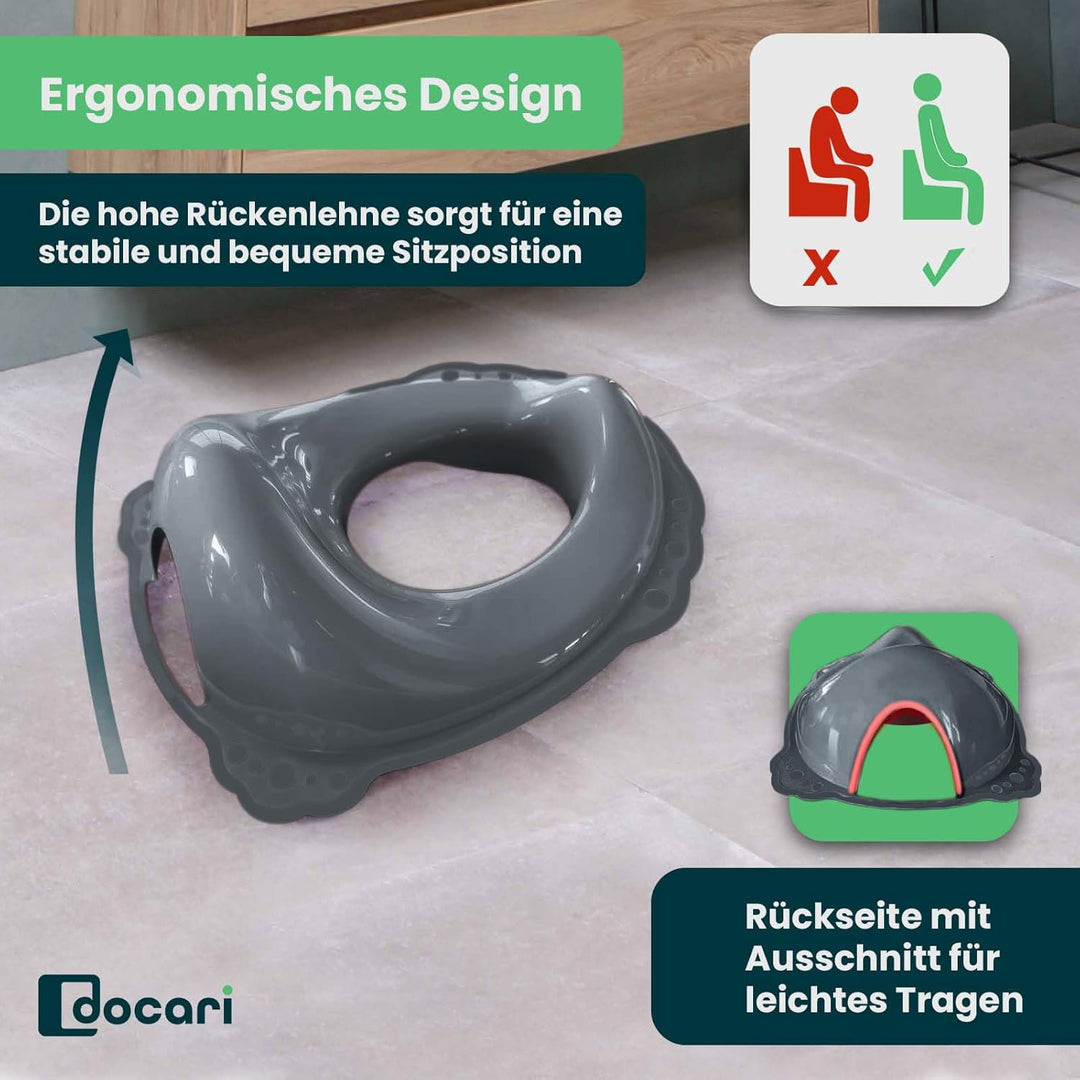 Toilettentrainer mit Treppe als Set grau Pferd - Toilettensitz Kinder und Tritthocker Kinder - Toile