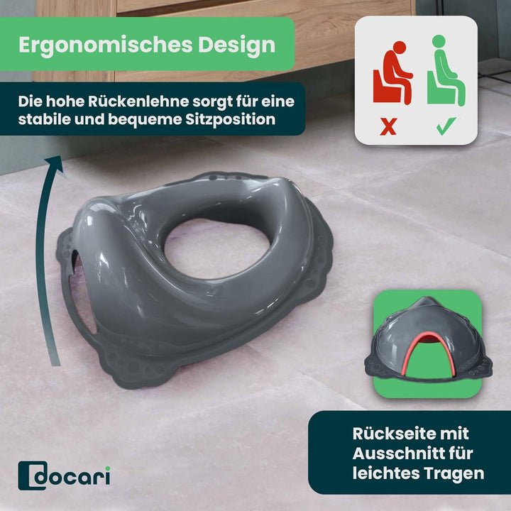 Toilettentrainer mit Treppe als Set grau Pferd - Toilettensitz Kinder und Tritthocker Kinder - Toile