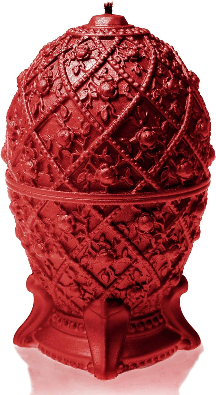 Candellana Kerze Mittleres Faberge-Ei Low Poly, Höhe: 16 cm, Handgemacht in der EU (Red), Red