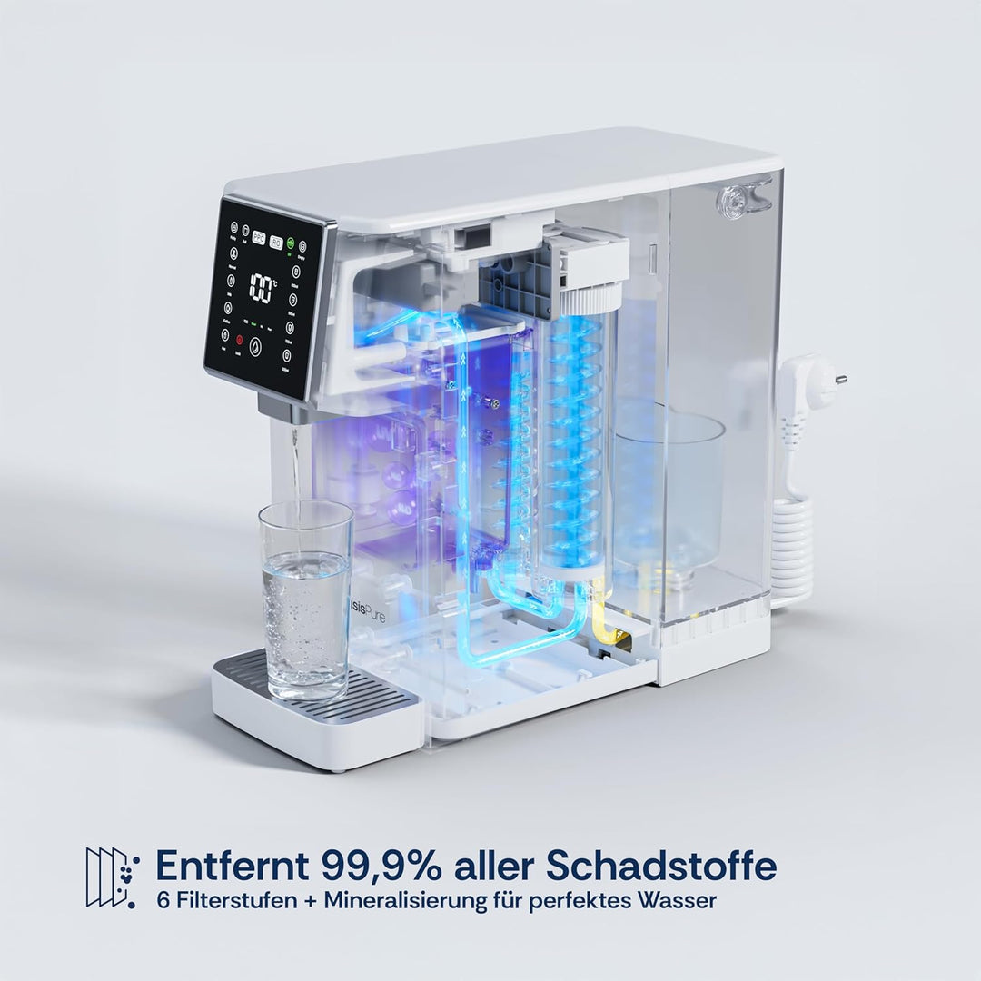Flex Osmoseanlage Trinkwasser Auftisch | Umkehrosmoseanlage mit 6L Wassertank | Heisswasserspender |