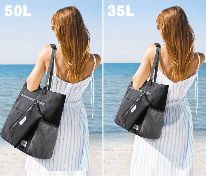 G4Free 35/50/80L Strandtasche XXL Familie & Badetasche Faltbar Gross/Wasserdicht/Leicht für Shopping