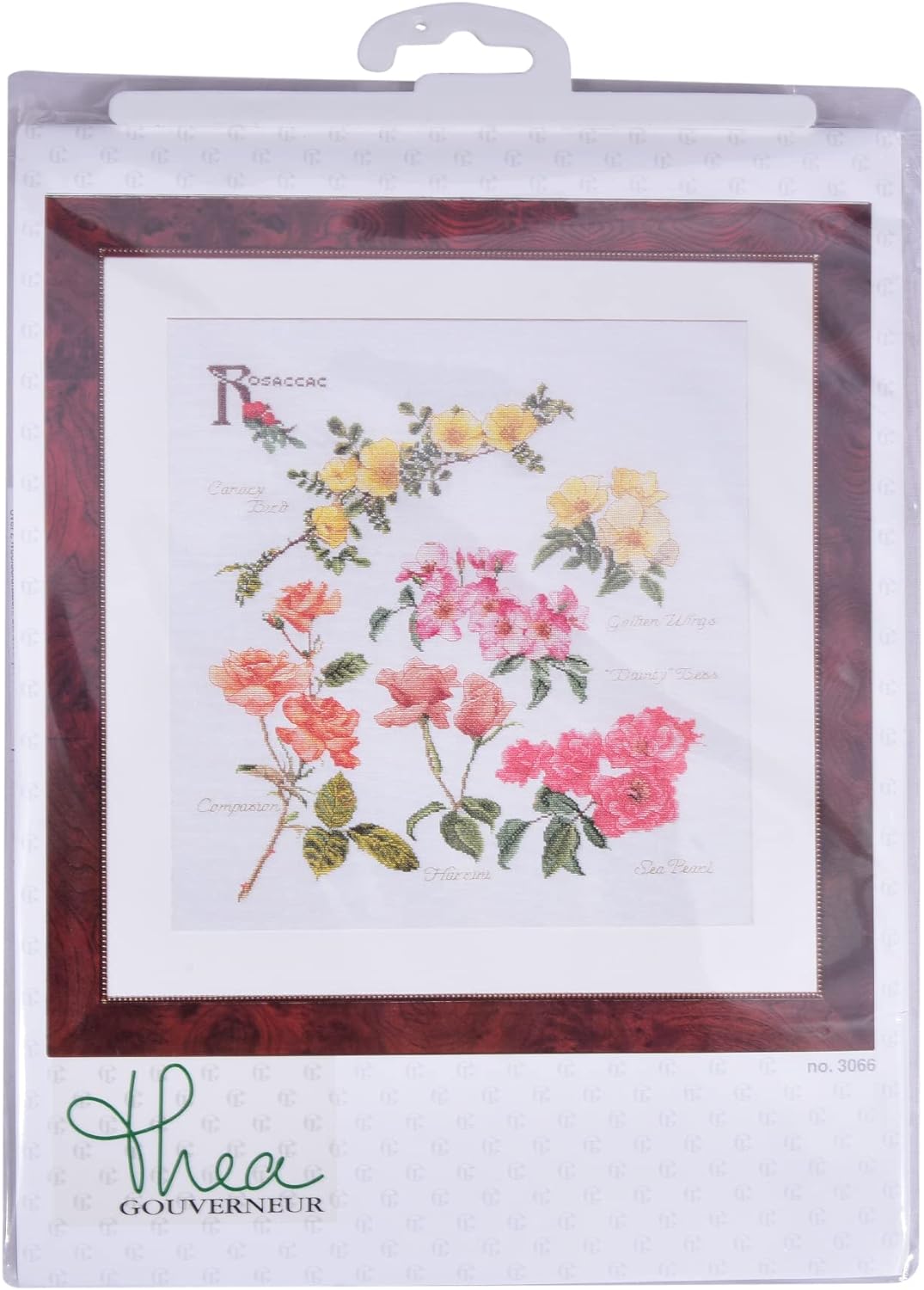 Thea Gouverneur - Kreuzstich-Set - Rosen - Leinen - 32 Count - Für Erwachsene - 3066 44x46cm Rosen,