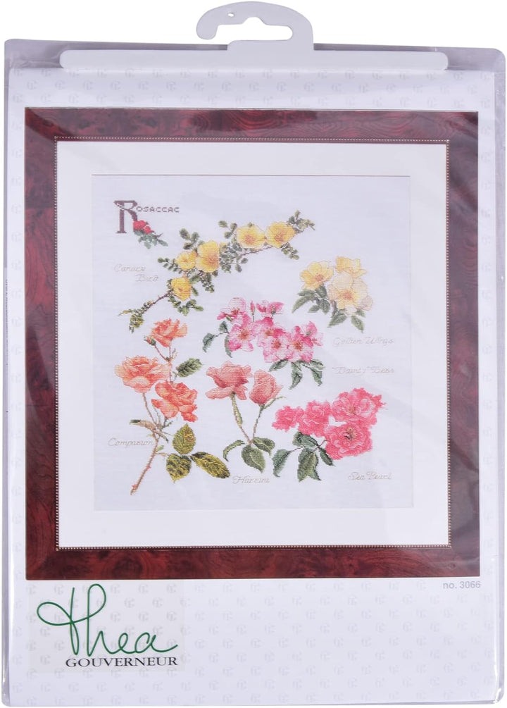 Thea Gouverneur - Kreuzstich-Set - Rosen - Leinen - 32 Count - Für Erwachsene - 3066 44x46cm Rosen,