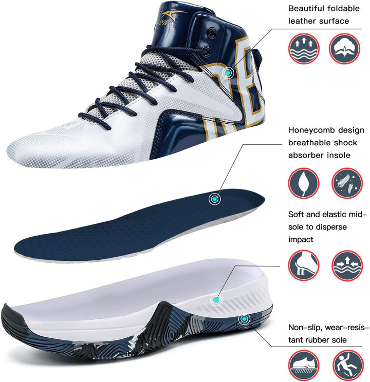 ASHION Basketballschuhe Herren Turnschuhe Anti-Skid Atmungsaktiv Outdoor Sportschuhe 43 EU N Weiss B