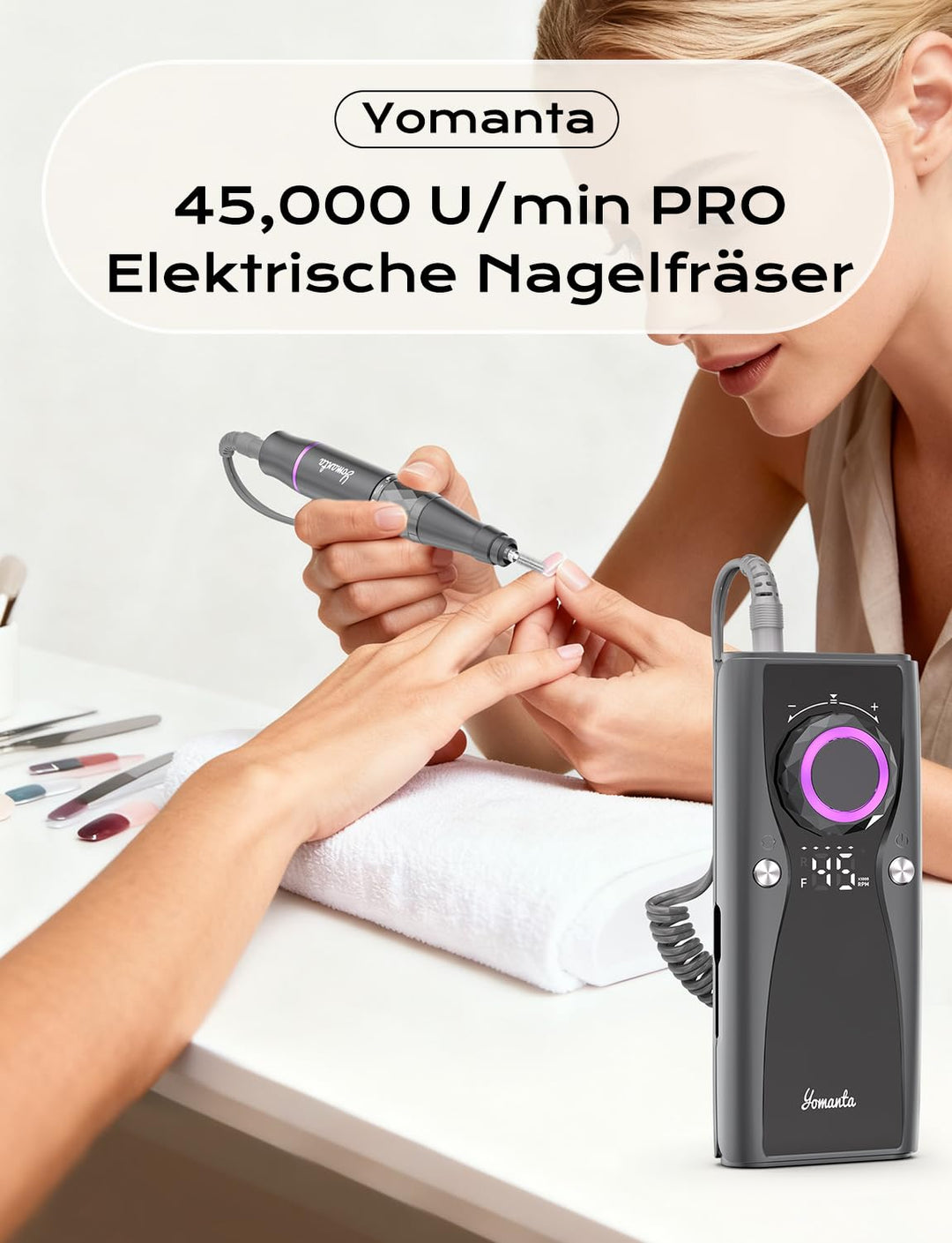 Nagelfräser Professionell set 45000 RPM Tragbare Elektrische Nagelfräser 10H+Batterielebensdauer Wie