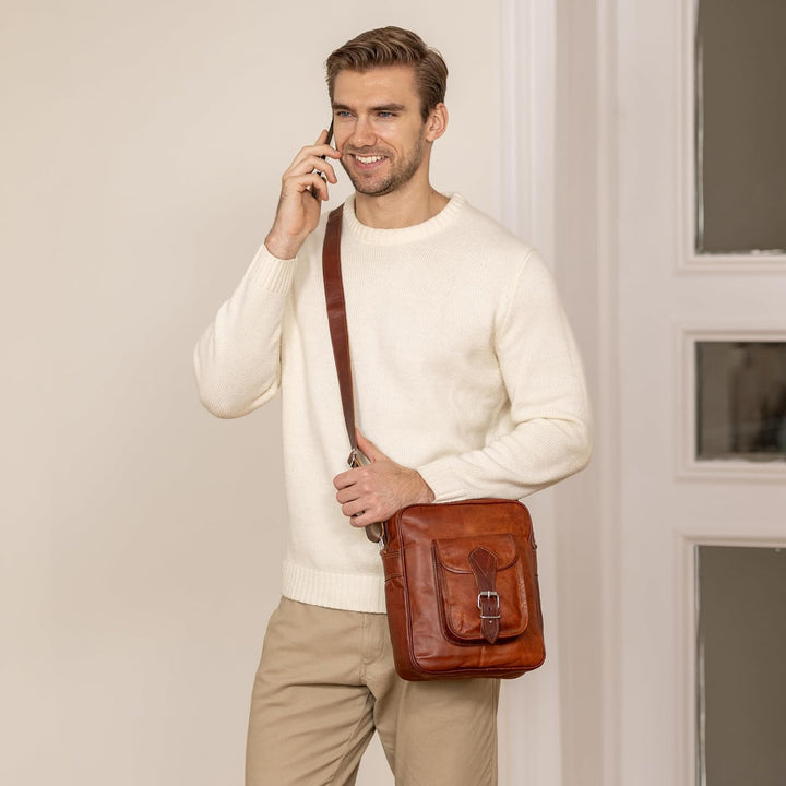 Gusti Umhängetasche Leder - Frank Handtasche Ledertasche Vintage Braun Leder Damen