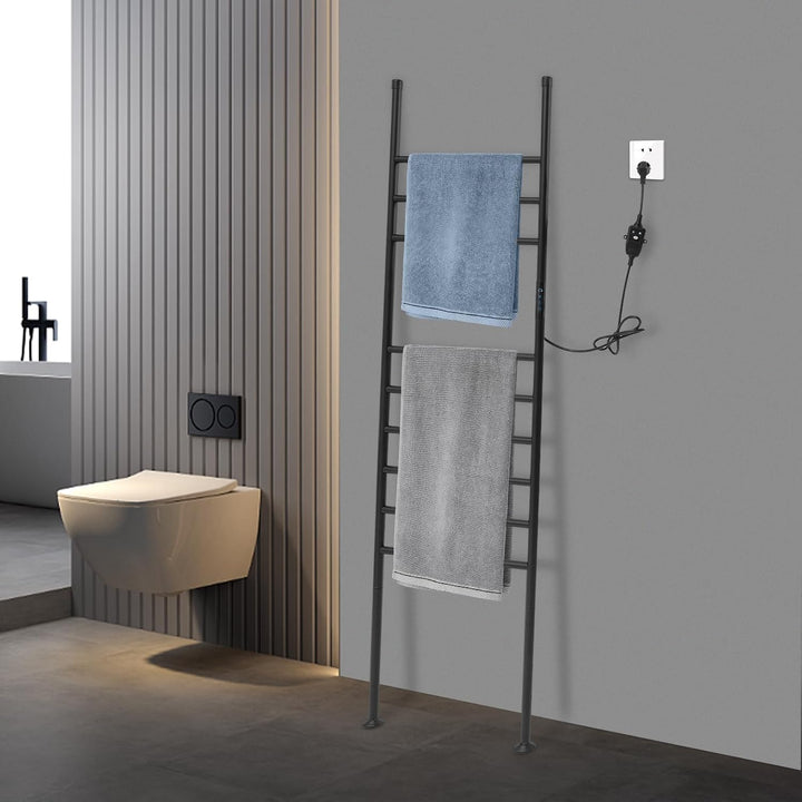 Handtuchheizkörper Elektrisch,Freistehende Handtuchleiter mit Timer 1-24H, 45-70°C, 180W Bodenstehen