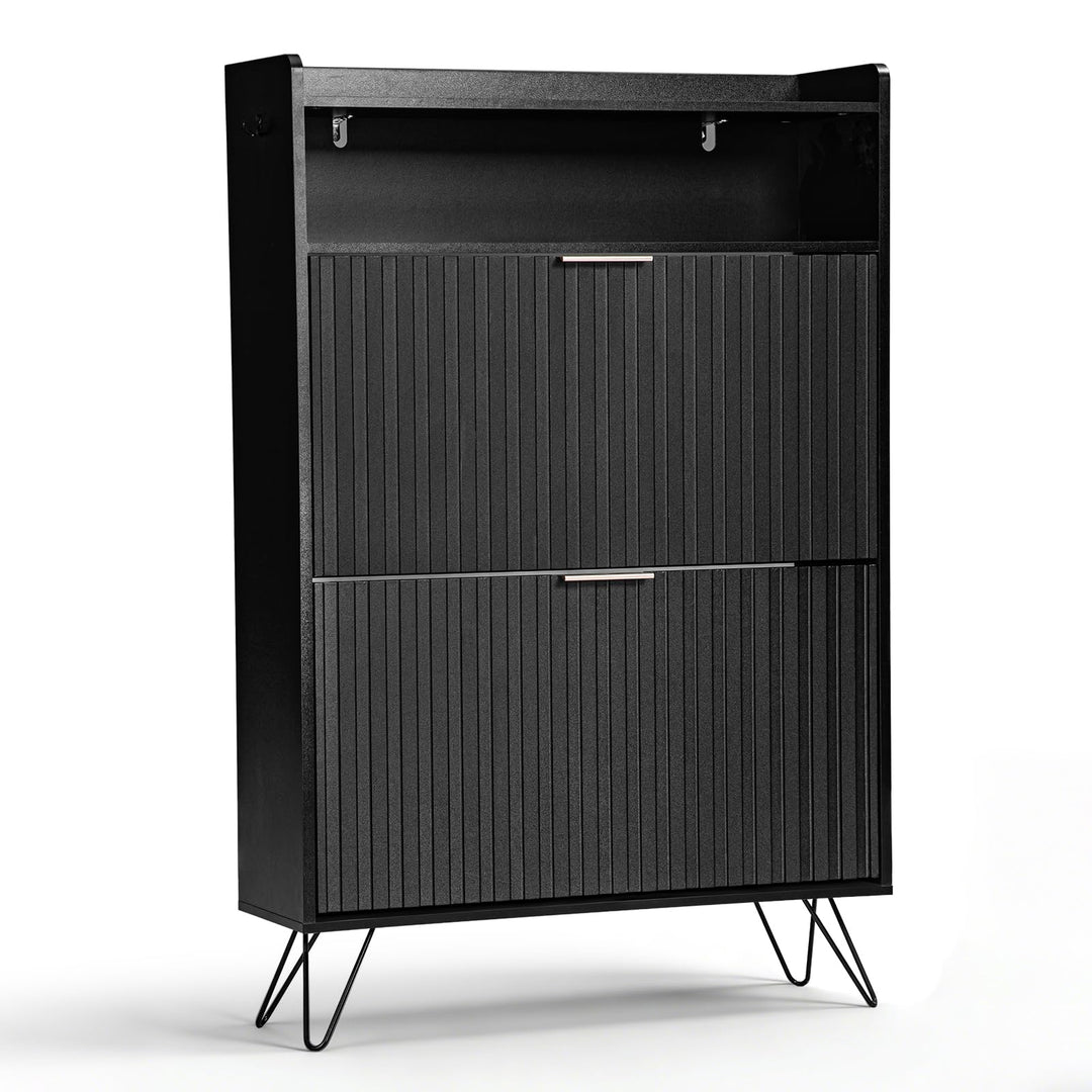 LEADZM Schuhschrank Schmal,Schuhkipper mit 2 Flip-Schubladen Schuhregal für den Eingang, Flur, Wohnz