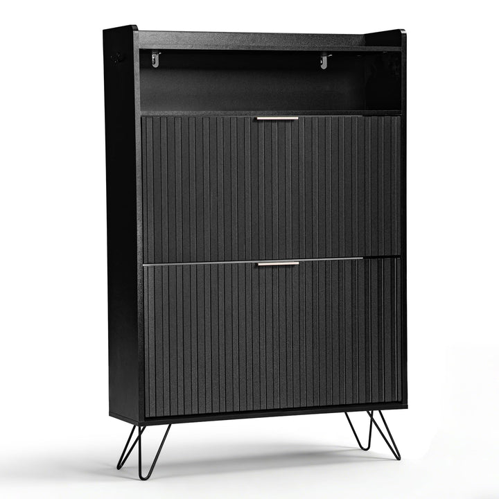 LEADZM Schuhschrank Schmal,Schuhkipper mit 2 Flip-Schubladen Schuhregal für den Eingang, Flur, Wohnz
