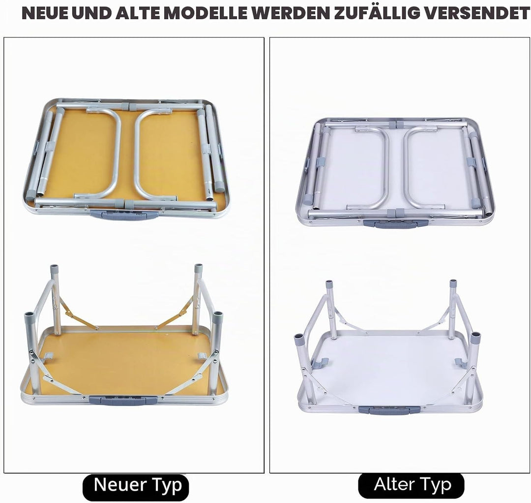 Dioche Klapptisch für Camping und Garten, Picknicktisch mit Tragegriff, aus Aluminium, höhenverstell