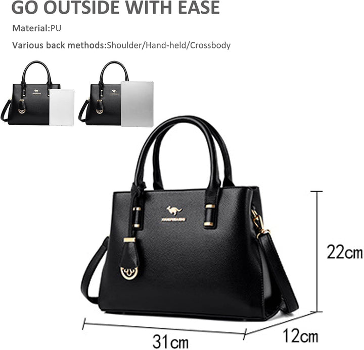NICOLE & DORIS Mode Handtaschen Damen Elegant Henkeltasche PU Leder Satchel Handtasche Mittelgross T