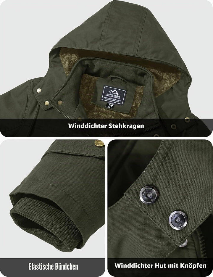 MAGCOMSEN Winterjacke Herren Warm Gefüttert Jacke Fleece Winterparka Winddicht Outdoor Übergangsjack