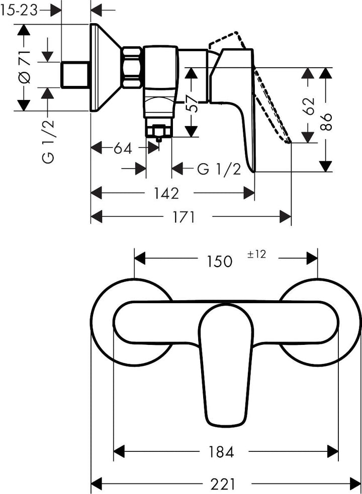 hansgrohe Duscharmatur Talis E (Aufputz Duschmischer, für 1 Funktion) Mattschwarz Mattschwarz Dusche