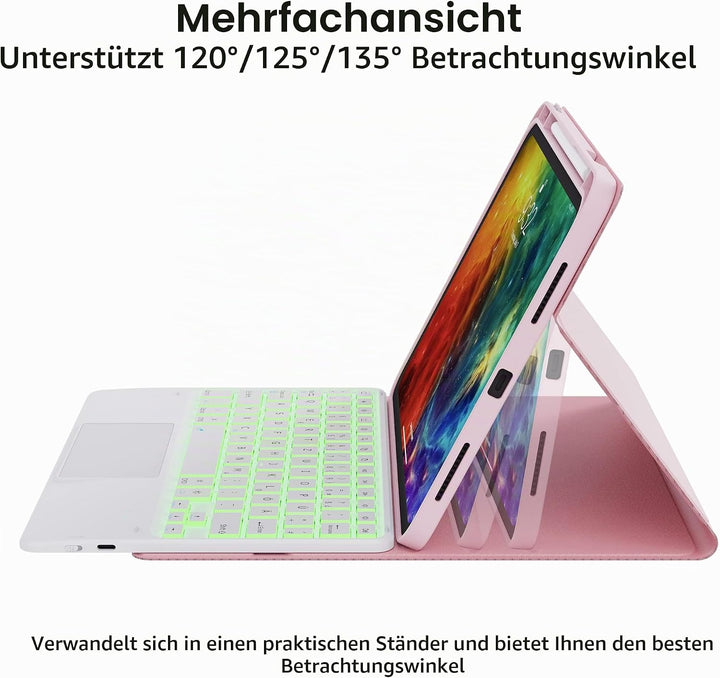 ROOFEI Hülle mit Tastatur für iPad (A16) 11.Generation 11" 2025, iPad 10. Generation 10.9" 2022-7 Fa