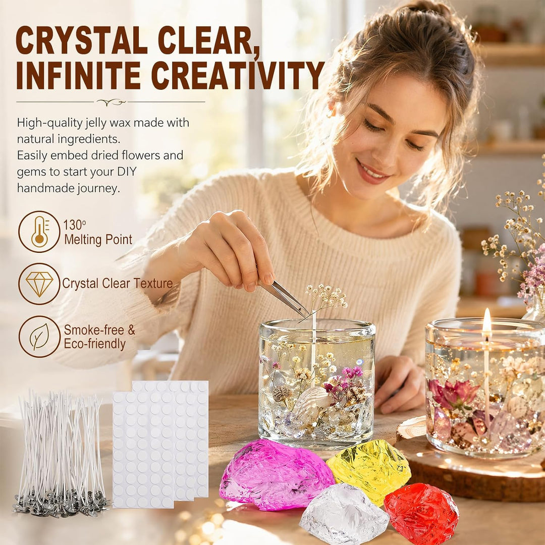 RANJIMA Gel Wachs Kerze Making Kit, Gelee Wachs DIY Kerze Machen Handgefertigte Material Crystal für
