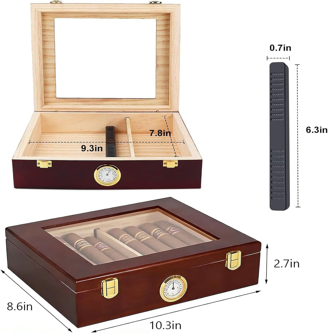 Edelholz-Aufbewahrungsbox, Präzisions-Feuchtebox, Hygrometer & Befeuchter with Teiler, Luxus Aufbewa